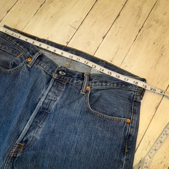 Levis 501 Button-Fly Original Fit Men's 38x29 Button-Fly Denim Blue Jeans - Picture 4 of 7